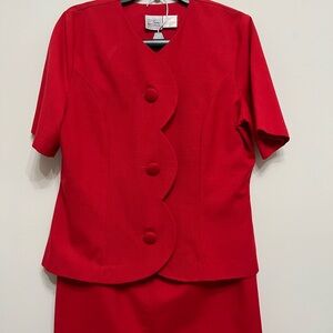 Shelly Michaels Vintage Red Skirt Suit size 12